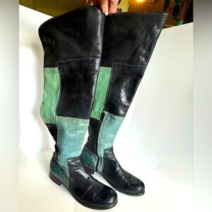 Vladì Boots Handmade in Venice Italy Rare Blue Black & Green Sz EU 38 US 7.5